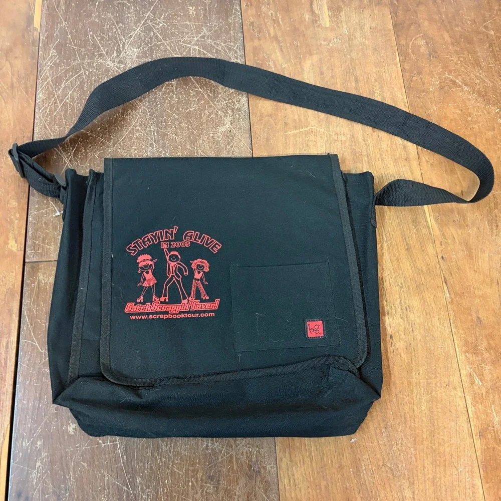 Heidi Grace Designs Black Messenger Bag Stayin Alive 2005 Scrapbook Tour Canvas